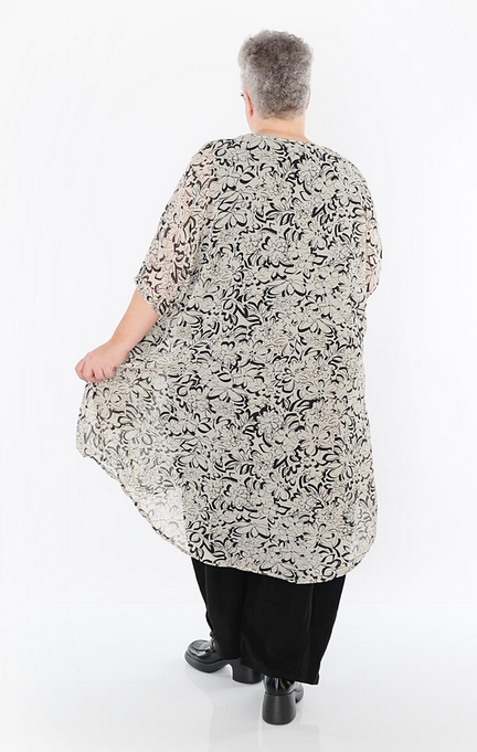 Sommer Big Shirt in gerundeter Form aus durchsichtiger Chiffon Qualität