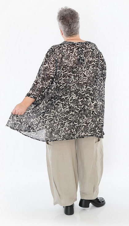 Sommer Big Shirt in A-Form aus durchsichtiger Chiffon Qualität