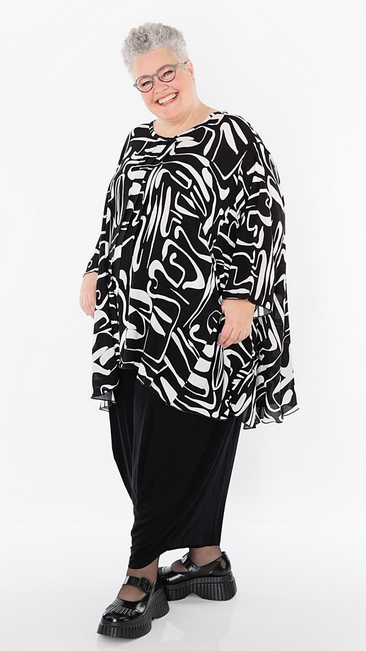 Sommer Big Shirt in A-Form aus leichter Georgette Qualität
