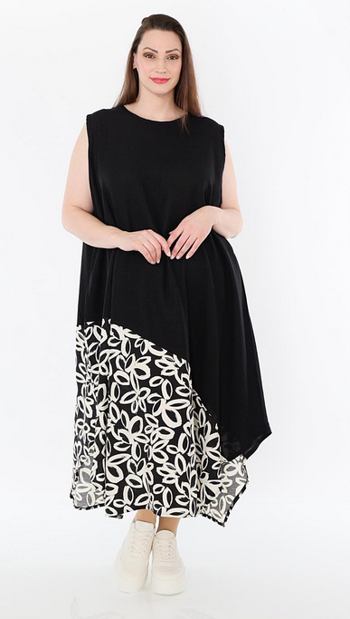 Sommer Tunika in A-Form aus leichter Leinen Optik Qualität