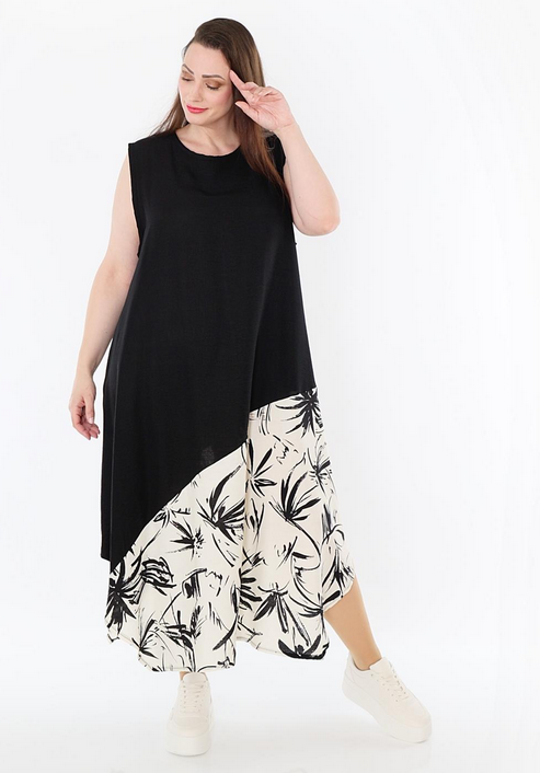 Sommer Tunika in A-Form aus leichter Leinen Optik Qualität