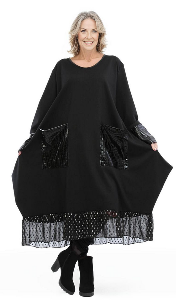 Winter Kleid in Ballon Form aus warmer Romanit Jersey Qualität