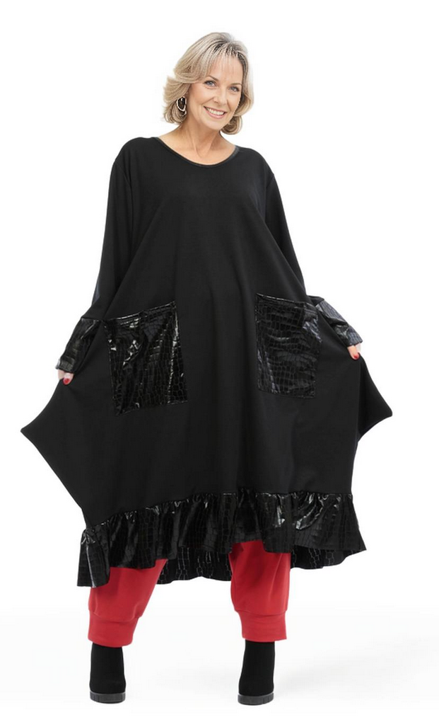 Winter Kleid in Ballon Form aus warmer Romanit Jersey Qualität