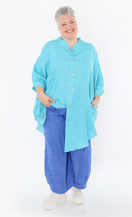 Sommer Bluse in gerundeter Form aus weicher Mousseline Qualität in verschiedenen Farben