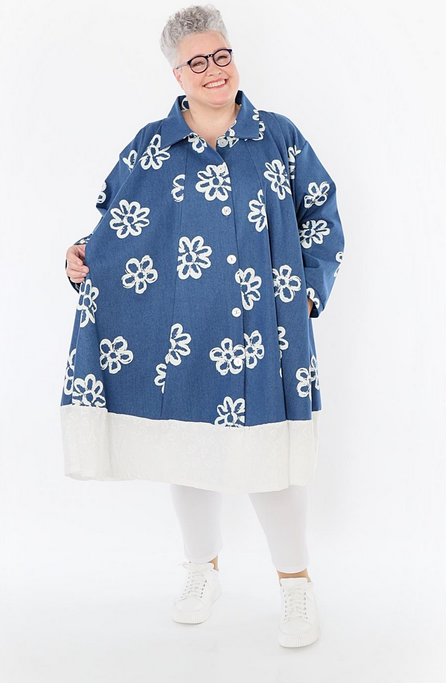 Sommer Bluse in Zipfel Form aus schwerer Jeans Qualität