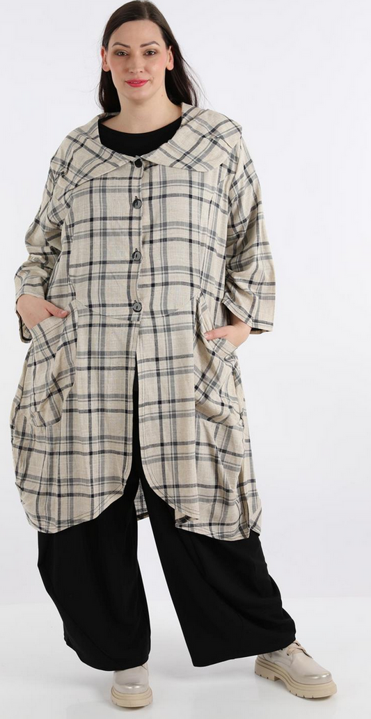 Sommer Mantel in Ballon Form aus luftiger Leinen Optik Qualität