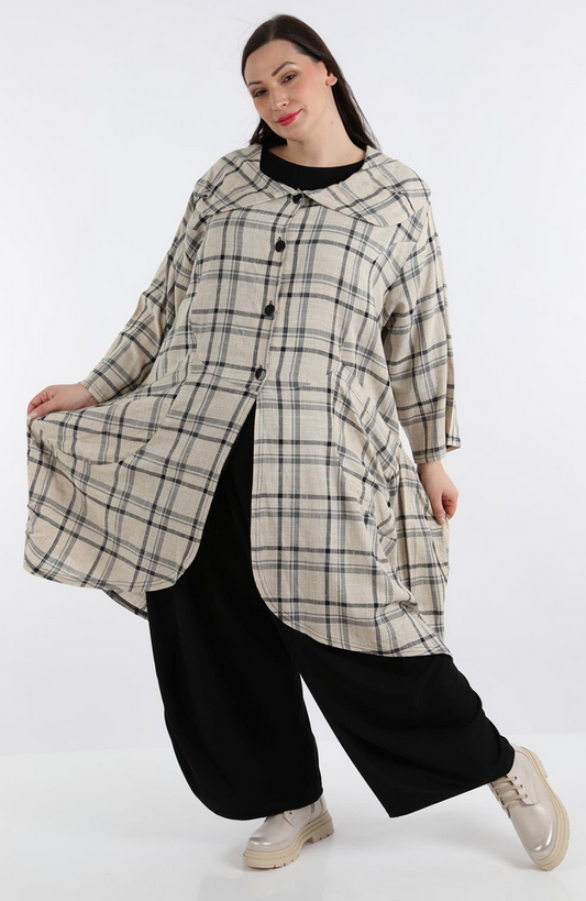 Sommer Mantel in Ballon Form aus luftiger Leinen Optik Qualität