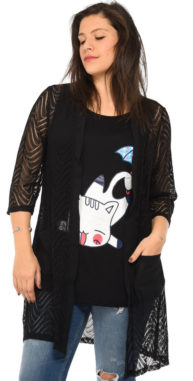 2 Teiler - Spitzen Jacke + Top