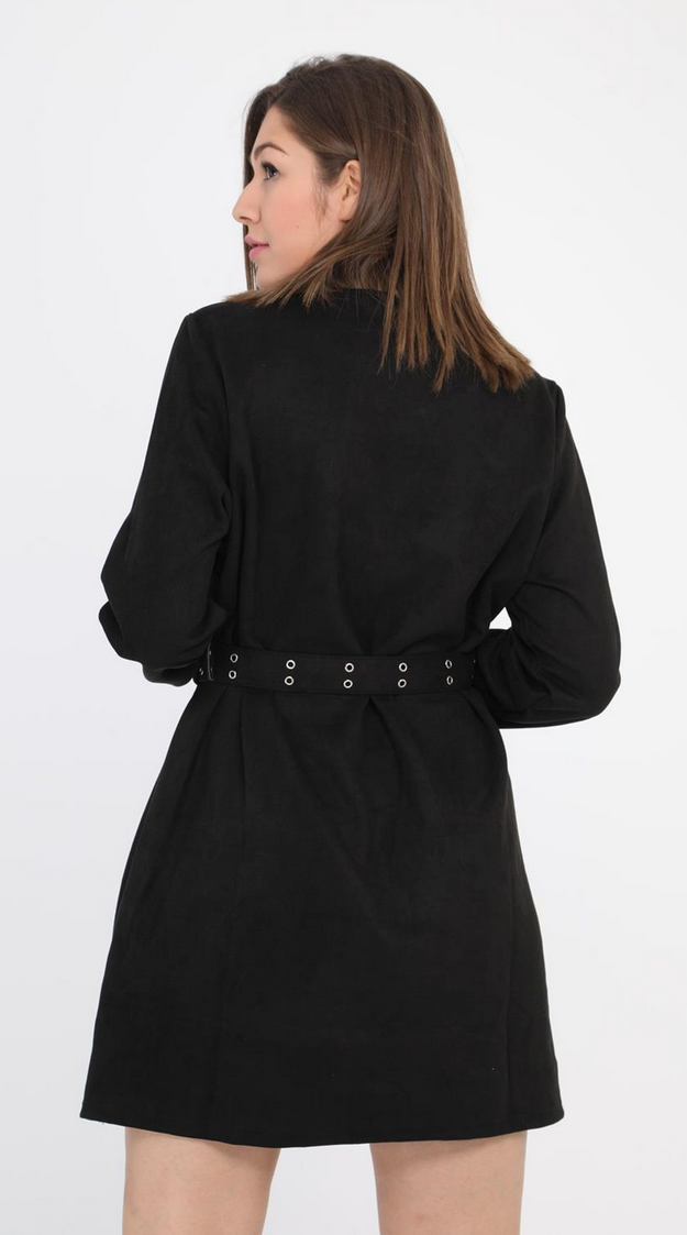 Suede Wildlederimitat Medikleid mit Gürtel