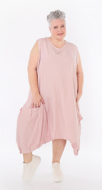 Sommer Kleid in Ballon Form aus leichter Leinen Optik Qualität mehrere Farben