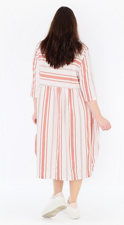 Sommer Kleid in Ballon Form aus leichter Seersucker Qualität in 2 Farben