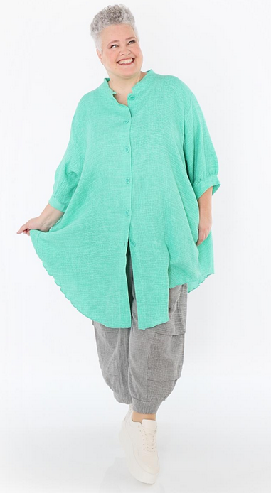 Sommer Bluse in gerundeter Form aus weicher Mousseline Qualität in verschiedenen Farben