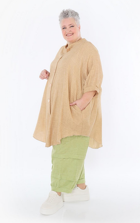 Sommer Bluse in gerundeter Form aus weicher Mousseline Qualität in verschiedenen Farben