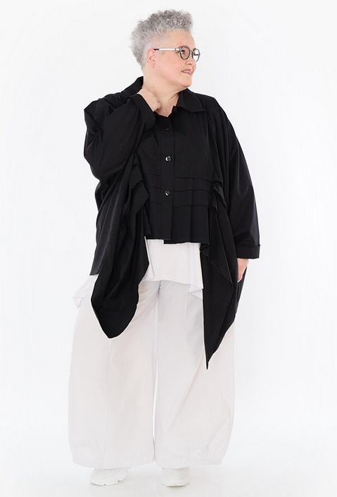 Sommer Bluse in Zipfel Form aus feiner Popeline Qualität