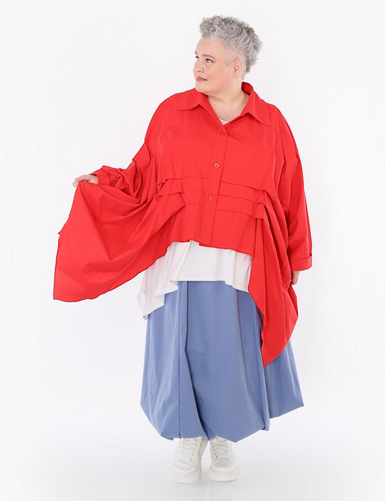 Sommer Bluse in Zipfel Form aus feiner Popeline Qualität