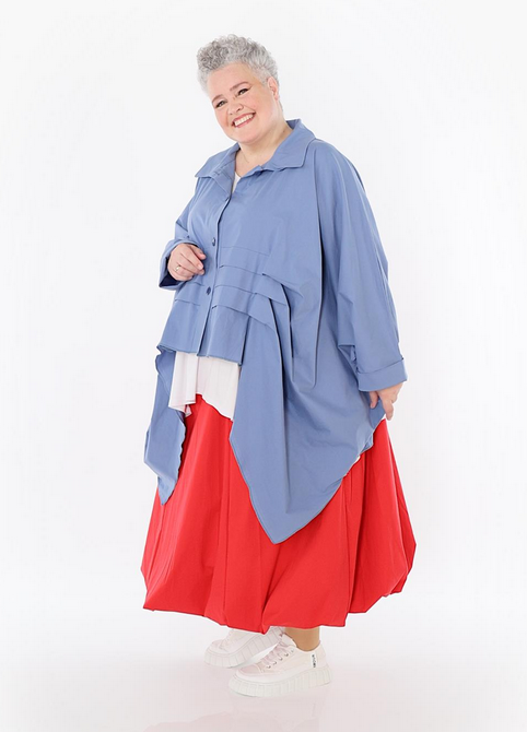 Sommer Bluse in Zipfel Form aus feiner Popeline Qualität