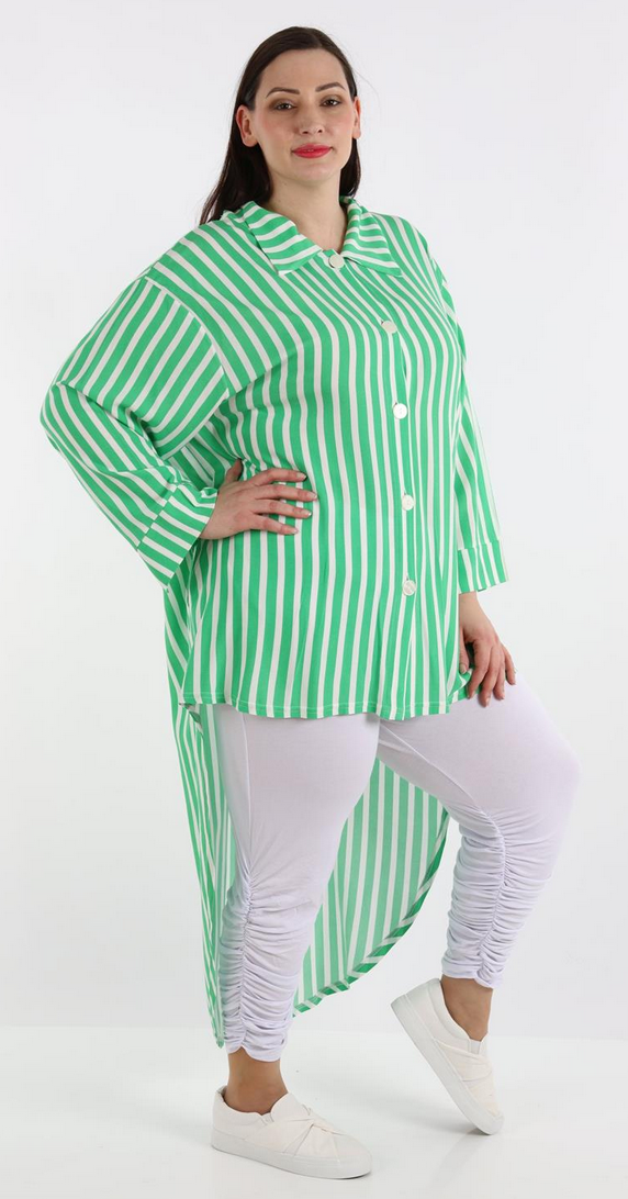 Sommer Bluse in Vokuhila Form aus leichter Krepp Qualität in verschiedenen Farben