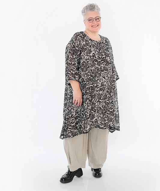 Sommer Big Shirt in A-Form aus durchsichtiger Chiffon Qualität