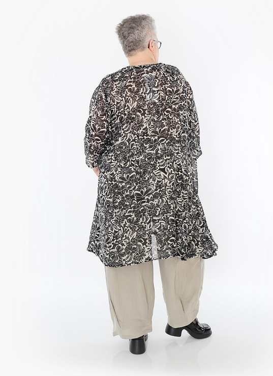 Sommer Big Shirt in A-Form aus durchsichtiger Chiffon Qualität