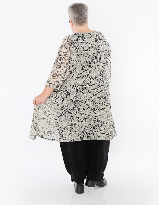 Sommer Big Shirt in A-Form aus durchsichtiger Chiffon Qualität