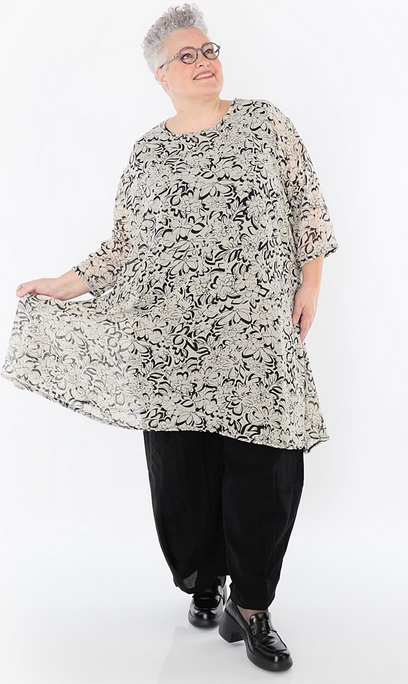 Sommer Big Shirt in A-Form aus durchsichtiger Chiffon Qualität