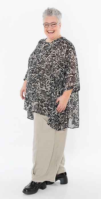 Sommer Big Shirt in A-Form aus durchsichtiger Chiffon Qualität