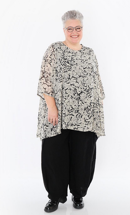 Sommer Big Shirt in A-Form aus durchsichtiger Chiffon Qualität