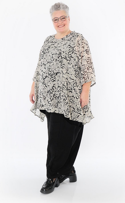 Sommer Big Shirt in A-Form aus durchsichtiger Chiffon Qualität