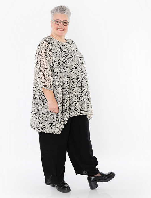 Sommer Big Shirt in A-Form aus durchsichtiger Chiffon Qualität