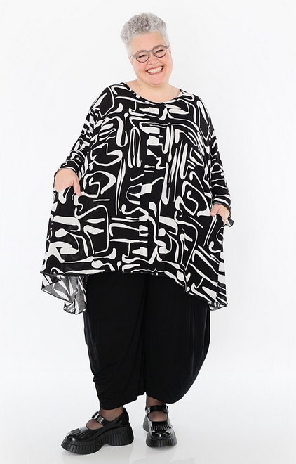 Sommer Big Shirt in A-Form aus leichter Georgette Qualität