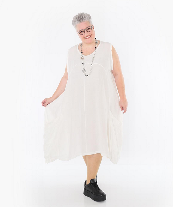 Sommer Kleid in Ballon Form aus leichter Leinen Optik Qualität mehrere Farben