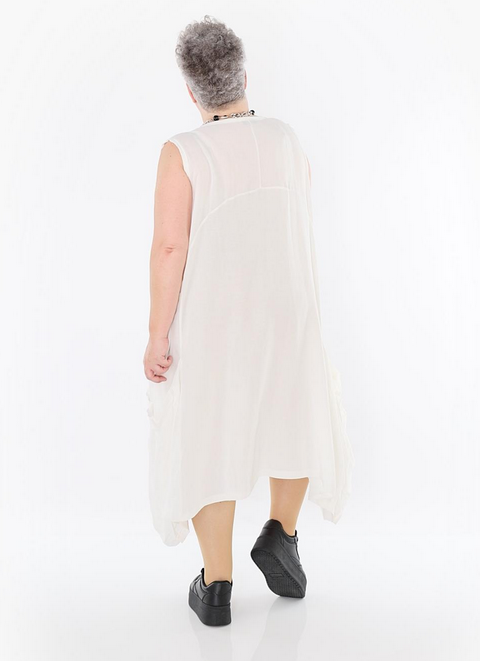Sommer Kleid in Ballon Form aus leichter Leinen Optik Qualität mehrere Farben