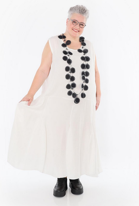 Sommer Kleid in Ballon Form aus leichter Leinen Optik Qualität