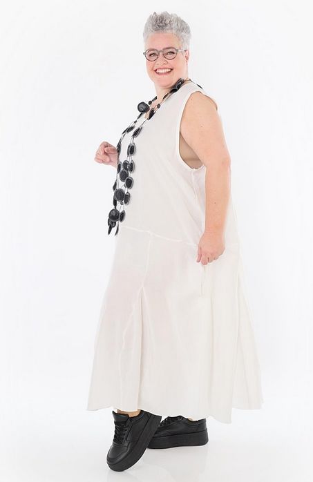 Sommer Kleid in Ballon Form aus leichter Leinen Optik Qualität