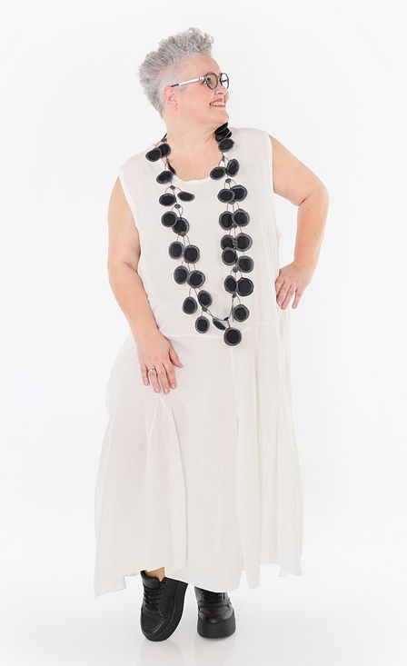 Sommer Kleid in Ballon Form aus leichter Leinen Optik Qualität