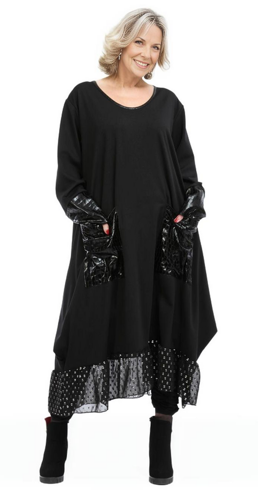Winter Kleid in Ballon Form aus warmer Romanit Jersey Qualität