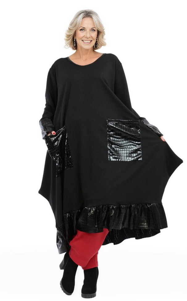 Winter Kleid in Ballon Form aus warmer Romanit Jersey Qualität