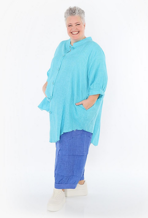 Sommer Bluse in gerundeter Form aus weicher Mousseline Qualität in verschiedenen Farben