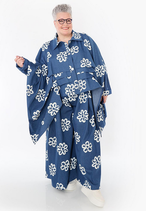 Sommer Bluse in Zipfel Form aus schwerer Jeans Qualität