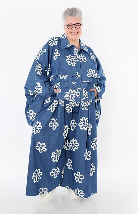 Sommer Bluse in Zipfel Form aus schwerer Jeans Qualität
