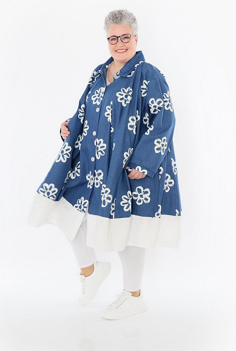 Sommer Bluse in Zipfel Form aus schwerer Jeans Qualität