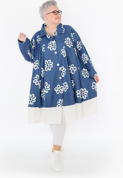 Sommer Bluse in Zipfel Form aus schwerer Jeans Qualität
