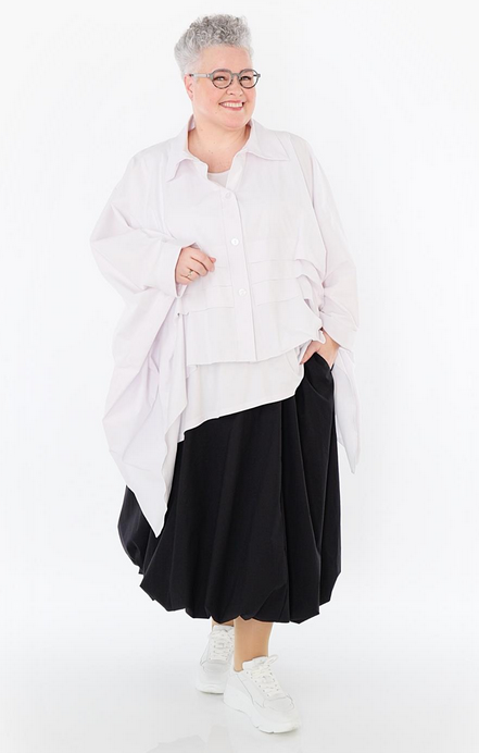 Sommer Bluse in Zipfel Form aus feiner Popeline Qualität