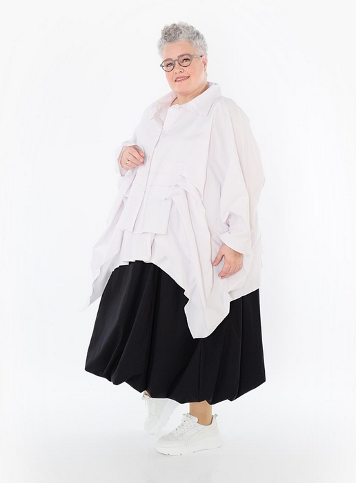 Sommer Bluse in Zipfel Form aus feiner Popeline Qualität