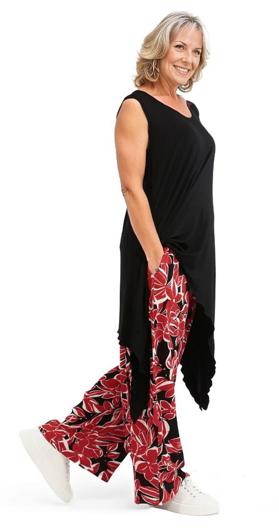 Sommer Hose in gerader Form aus leichter Krepp Qualität