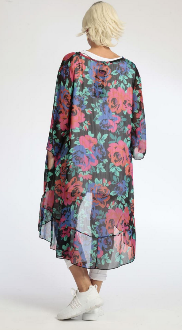 Sommer Big Shirt in Vokuhila Form aus luftiger Chiffon Qualität