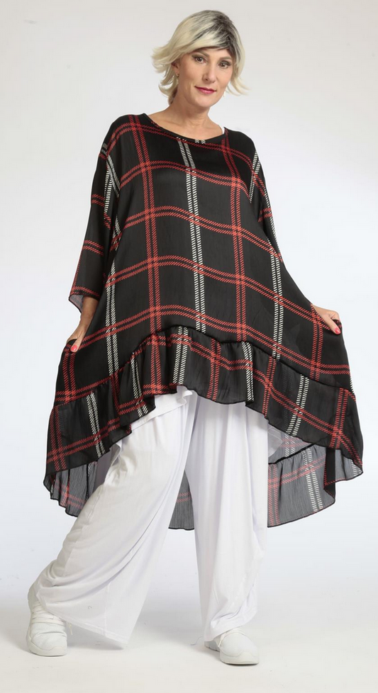 Sommer Big Shirt in Vokuhila Form aus luftiger Chiffon Qualität