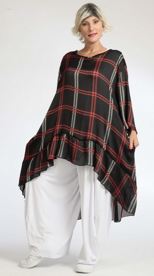 Sommer Big Shirt in Vokuhila Form aus luftiger Chiffon Qualität