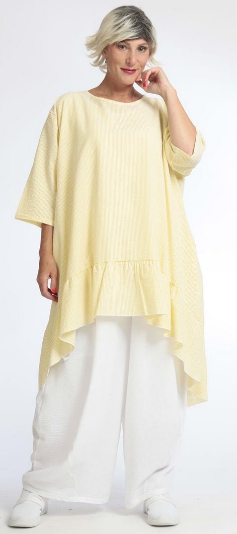 Sommer Big Shirt in Vokuhila Form aus weicher Seersucker Qualität