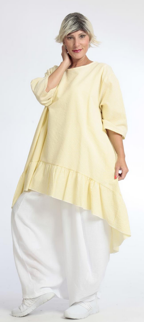 Sommer Big Shirt in Vokuhila Form aus weicher Seersucker Qualität